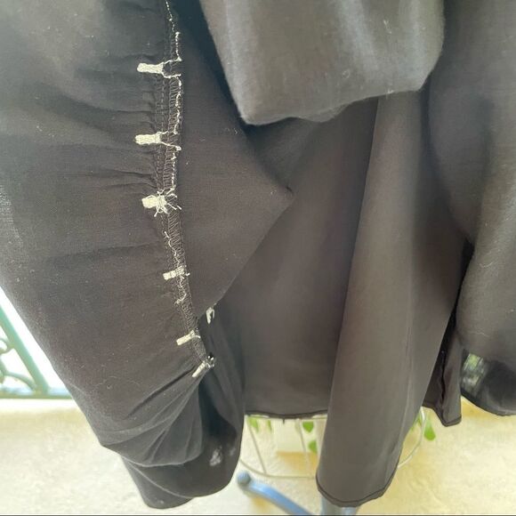 Made In India Black W/White Embroidered Embellishments 100% Cotton Dress Sz-M/L - Picture 4 of 5